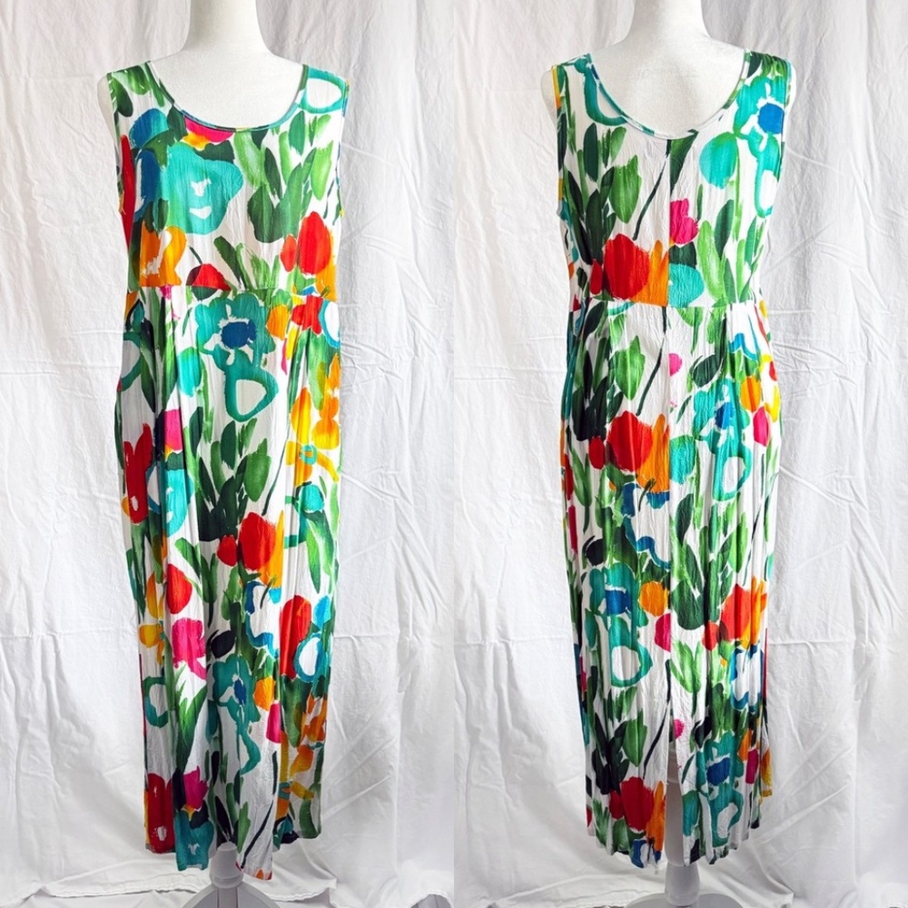 JAMS WORLD JANICE DRESS SUNDRESS Tropical Hawaiian Panic Pattern spring Floral L